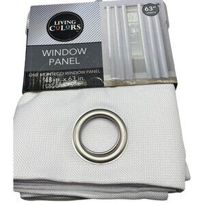 living colors window panel one montego polyester 48x63" rings white READ NEW